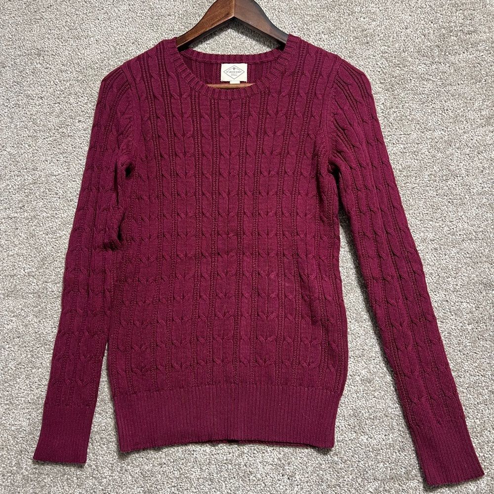 St Johns Bay Womens Pullover Sweater Crew Neck Long Sleeves Maroon Size Small